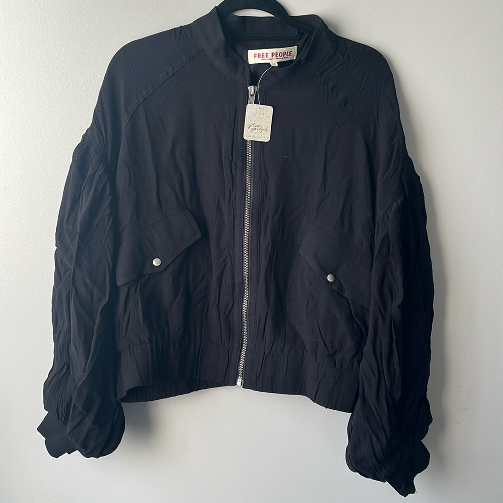 NWT Free People Black Bomber Jacket